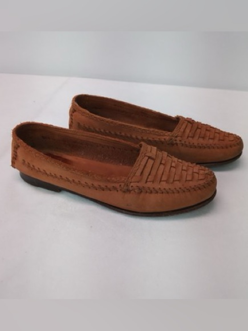 Vintage Cole Haan Suede Leather Loafers Women 6.5 B Woven Casual